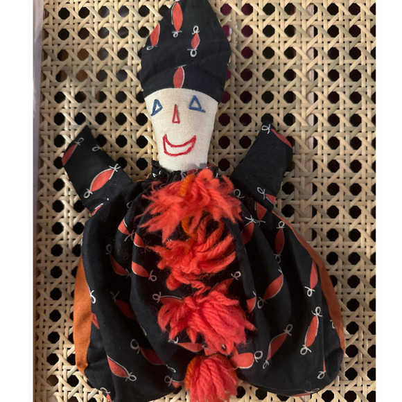 Lot of 3 VTG HANDMADE Weighted Clown Jester Doll Colorful Fabric Patchwork *Read - Picture 2 of 15